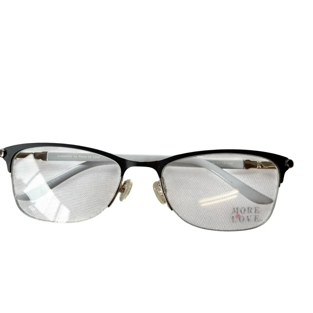 More to Love Katherine Eyeglass Frames Women 57-19-140 Black Gold Semi-Rimless